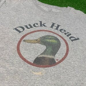 Vintage 00s Duck Head Logo T-Shirt Distressed Heather Gray Size Medium Y2K